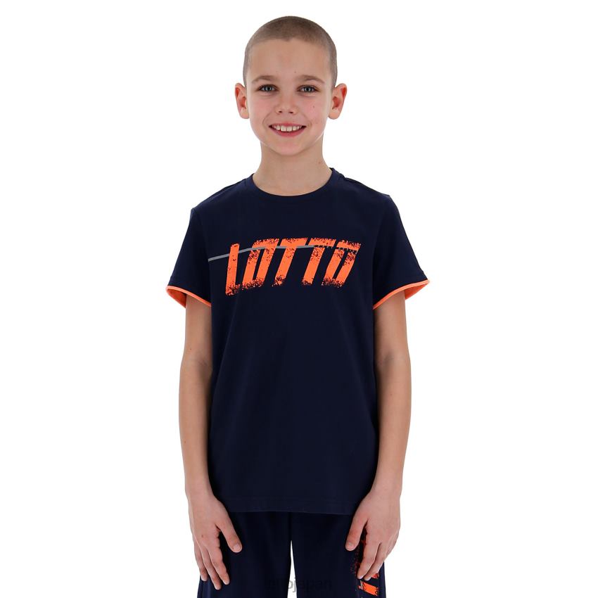 衣服 Lotto ロゴTシャツ ネイビーブルー 子供たち NJB2J1147